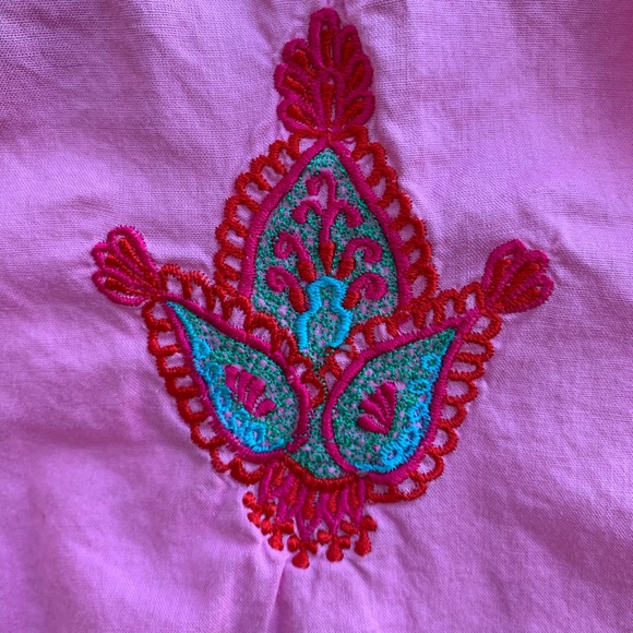 Embroidered Pink Button Down Blouse - Picture 4 of 7